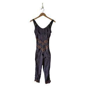 Floral Black Mesh and Lace‎ Catsuit women's sz L
